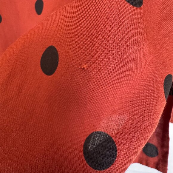 Anthropologie Maeve Lucienne Off-The-Shoulder Brown Polka Dot Maxi Dress Size 6 - Picture 16 of 16